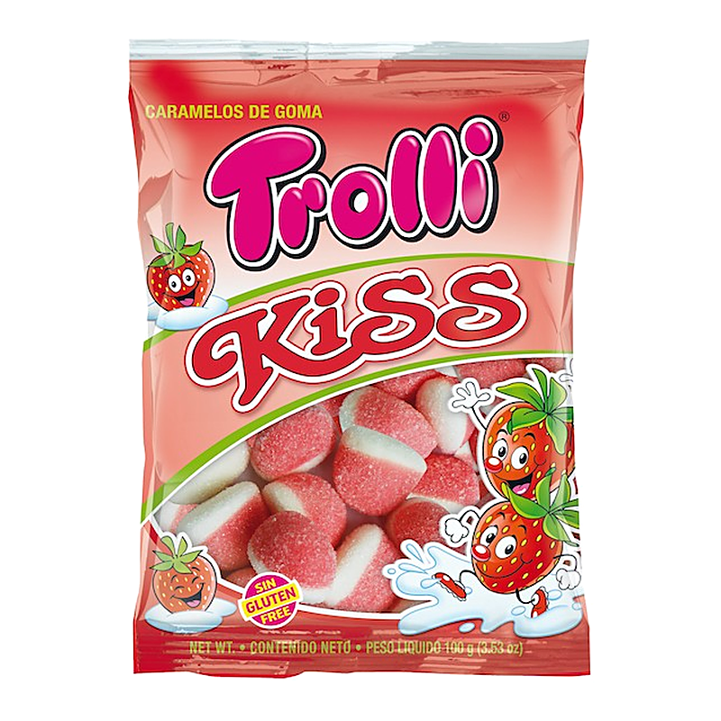 BOLSA BESITOS FRESA TROLLI 100GR (14 UND)
