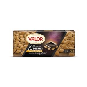 CHOCOLATE NEGRO 70% CON ALMENDRAS 250GR VALOR (20 UND)