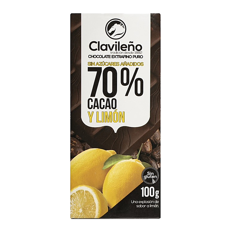 CHOCOLATE NEGRO 70% LIMON S/A 100 GR S/GLUTEN (20 UND)