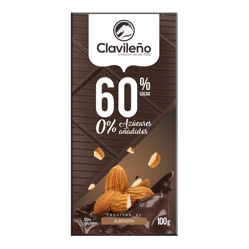 CHOCOLATE PURO 60% ALMENDRA S/A 100 GR S/GLUTEN (20 UND)