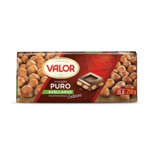 CHOCOLATE PURO CON AVELLANA 250GR VALOR (19 UND)